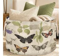 Cmizedevise Butterflies Pattern Blankets Storage Basket with Handle | Fabric Clothes Storage Bin, Laundry Hamper, Organizer Box, Foldable, Waterproof, Bedroom, Vintage