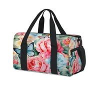 Cmizedevise Floral Butterfly Gym Bag for Women 17 inch Waterproof Carry On Overnight Weekender Bag Sports Duffel Tote Bags for Travel Workout