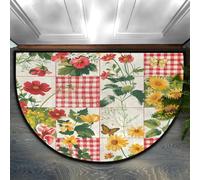 Cmizedevise Floral Hibiscus Hawaii Flowers Half Round Door Mat, Indoor Outdoor Entrance Way Mat, Absorbent Microfiber Welcome Entryway Mat, Washable Inside Front Door Mat, 36''x24'' Flower