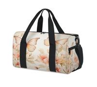 Cmizedevise Flowers Butterfly Gym Bag for Women 17 inch Waterproof Carry On Overnight Weekender Bag Sports Duffel Tote Bags for Travel Workout