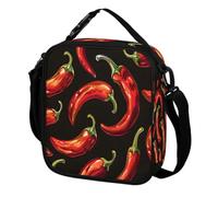 Cmizedevise Hot Chili Insulated Lunchbox for Adult Women Men Chili Peppers Reusable Large Lunch Bag Leakproof Cooler Tote Bag for Work Picnic Beach Hiking Sports