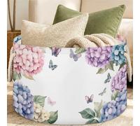 Cmizedevise Hydrangea Flower Blankets Storage Basket with Handle | Fabric Clothes Storage Bin, Laundry Hamper, Organizer Box, Foldable, Waterproof, Bedroom, Floral
