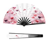 Cmizedevise Lovely Heart Shape Folding Hand Fan, Valentine's Mother's Day | Handheld Fan, Portable Fabric Fan, with Sturdy Frame, for Outdoor Wedding Concert Summer Party, Rave Essentials, Decorations