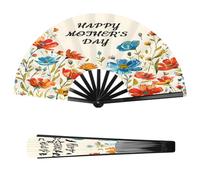 Cmizedevise Mother's Day Large Foldable Hand Fan for Women, Wildflower | Handheld Fan, Portable Fabric Fan, with Sturdy Frame, for Outdoor Wedding Concert Summer Party, Rave Essentials, Decorations