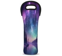 Cmizedevise Northern Lights Wine Carrier Tote Bag Aurora Borealis Colorful Neoprene Wine/Water Bottle Tote for Picnic Party Restaurant