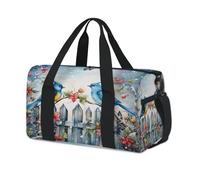 Cmizedevise Rustic Flowers Birds Gym Bag for Women 17 inch Waterproof Carry On Overnight Weekender Bag Sports Duffel Tote Bags for Travel Workout