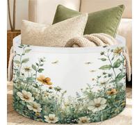 Cmizedevise Summer Floral Blankets Storage Basket with Handle | Fabric Clothes Storage Bin, Laundry Hamper, Organizer Box, Foldable, Waterproof, Bedroom, Watercolor Wild Flowers