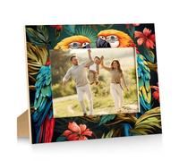 Cmizedevise Watercolor Parrot 5x7 Picture Frame Jungle Leaf Floral Palm Tree 5 by 7 Photo Frame for Wall and Tabletop Display Decor