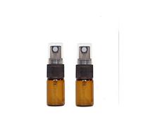 CMJ 2 x 3ml AMBER Glass Spray Bottles Atomiser Travel Perfume Liquid Sample Atomizer Black Lid UK SELLER