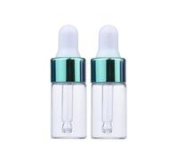 CMJ™ 2 x 3ml CLEAR Glass Bottles Ear Eye Drops Pipette Dropper GREEN WHITE Lid Aromatherapy Empty (Two Bottles)
