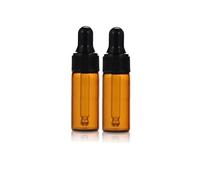 CMJ 2 x 5ml AMBER Glass Bottles Ear Eye Drops Pipette Dropper Black Lid Aromatherapy Empty
