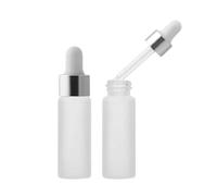 CMJ™ 2 x 5ml FROSTED Clear Glass Bottles Ear Eye Drops Pipette Dropper Silver White Lid Aromatherapy Empty (Two Bottles)