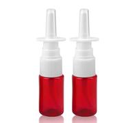 CMJ™ 2 x Empty RED 10ml Nasal Pump Spray Plastic Bottle Fine Mist Refillable (Two Bottles)