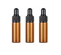 CMJ 3 x 5ml AMBER Glass Bottles Ear Eye Drops Pipette Dropper Black Lid Aromatherapy Empty (3 Bottles)