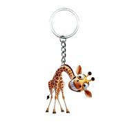 CMJ™ Flat Acrylic Funny Smiling Giraffe Keyring Gift for Animal Lovers Zoo Keychain