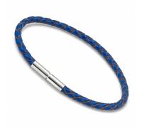 CMJ London Mens/Ladies Braided Leather Bracelet with Sterling Silver Twist Clasp - Genuine 3mm Braided Leather Cord - Unisex Bracelet - Choice of 8 Colours & 4 Sizes (Blue, L - 8.5"/21.5cm)
