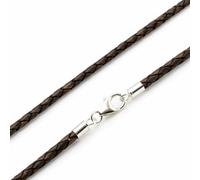 CMJ London Men's/Ladies Braided Leather Necklace with Sterling Silver Carabiner Clasp - Genuine 3mm Braided Leather Cord - Handmade in the UK - Choice of 8 Colours