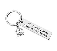CMJ New Home New Adventures Rectangle Key Ring House Warming First Home Keyring Moving Gift Housewarming