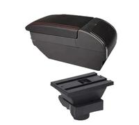 CMJAHU Fit For Citroen C4 Hatchback 2004-2010 Rotatable Central Store Content Box With Cup Holder Ashtray USB Interf Armrest Box(F1 Red line No USB)