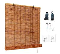 CMJYMX 50-150cm Blackout Roll Up Blinds, Bamboo Outdoor Roller Shade Suitable For Indoor And Outdoor Porches, Light Filtering Roller With Lifter(110x160CM/43x63IN(WxH))