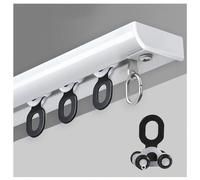 CMJYMX Curtain Track (70-600cm) Single Tracks Ceiling Mount, Aluminium Ceiling Curtain Track System, Heavy Duty Sliding Curtain Rail Set, Shower Room Divider(White,3.2FT/100CM)