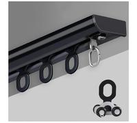 CMJYMX Curtain Track (70-600cm) Single Tracks Ceiling Mount, Aluminium Ceiling Curtain Track System, Heavy Duty Sliding Curtain Rail Set, Shower Room Divider(Black,3.2FT/100CM)