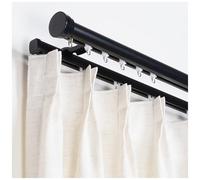 CMJYMX Double Curtain Rod Set, Curtain Rail With Cap Finials, Wall Mounted Curtain Poles For Windows, With Track, Roller, Installation Hardware, And End Cap(Black,90cm/2.95FT)
