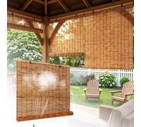 CMJYMX Retro Bamboo Roller Blinds For Windows - Light Filtering Privacy Screen - Hand-Woven Bamboo Shades 50cm 70cm 90cm 120cm 150cm Wide Roman Curtains(150x270CM/59x106IN(WxH))