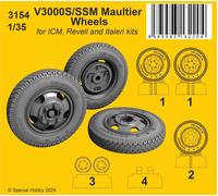CMK CMK3154 1:35 FRONT V3000S/SSM Maultier front axle Wheels