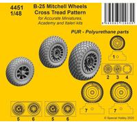 CMK CMK4451 1:48 B-25 Mitchell Wheels (Cross Tread Pattern)