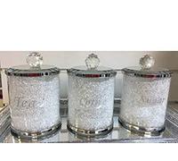 CMK Crushed diamond crystal kitchen storage homeware range (white-silver, 15x10)