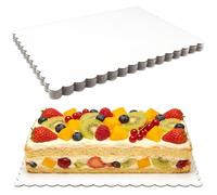 Cmkura 8 Pack 14 x 10 Inch Greaseproof Rectangle Cake Boards, White Cardboard Cake Board Disposable Corrugated Dessert Food Cupcake Pizza Base for Wedding Birthday Party