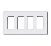 CML Decorator Screwless Wall Plate, 4-Gang Light Switch Covers, Decor Outlet Cover Plate, Standard Size 4.68”X 8.34”, Impact Resistant, White