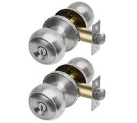 CML Hardware (2 Pack) Entry Door Knob, Keyed Different Door Lock Sets in Solid Stainless Steel for Entrance, Exterior and Interior, Round Ball Handle