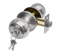 CML Hardware Keyed Entry Door Knob Set, Entrance Door Lock in Solid Stainless Steel for Exterior and Interior, Round Ball Handle, 1 Pack