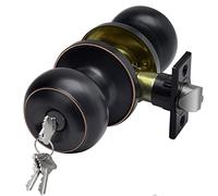 CML Hardware Keyed Entry Door Knob with Removable Latch Plate, Door Lock for Exterior or Interior, Oil Rubbed Bronze, Round Ball Handle, 1 Pack