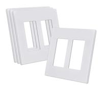 CML Screwless Decorator Wall Plate, 2 Gang Outlet Covers, 4 Pack Decorative Light Switch Plates, Hidden Screw Smooth Face, Standard Size 4.68” X 4.72”, UL Listed, White