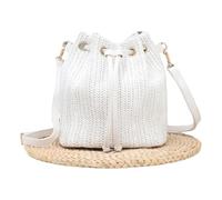 CMLDJBD Straw Bag Women This Bucket Crossbody Features A Drawstring Closure And Is Perfect For Casual Beach Wear -white