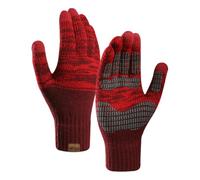CMLDJBD Winter Gloves New Men's And Women's Warm Fleece-fit Thickened Stylish Touchscreen Knit Gloves-red-universal Code