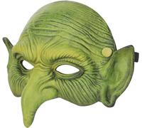 CMLLING Witch & Goblin Half Face Green Goblin Mask - PU Foam Face Cover for Women & Girls Halloween Cosplay, Carnival & Party Dress Up Costume