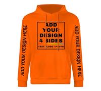 CMLONGQIA Custom Hoodie Add Your Own Photo Text Logo Cotton Personalised Sweatshirt 4 Side Print for Men and Women Medium Orange L