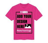 CMLONGQIA Custom Shirts Personalised Unisex Crewneck Tee Shirt Design Your Own Image Text Logo Front and Back Peach S