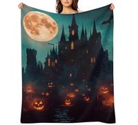 CMLONGQIA Halloween Fleece Throw Custom Name Blanket Blanke Black Cat Bats Decorated Pumpkins Print Soft Warm Flannel for Home Decoration