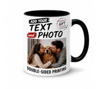 CMLONGQIA Personalised Coffee Mug with Photo Text Logo Custom Mug | Ceramics 11 Oz Double Side Mug Customized Unisex Present for Christmas Halloween Birthday Anniversary Black