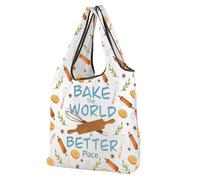 CMNIM Baking Reusable Shopping Bag Bread Baker Gift for Baking Lover Bake the World a Better Place Bakery Foldable Grocery Bag (251013 Baking F)