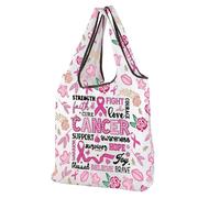 CMNIM Breast Cancer Awareness Reusable Bag Breast Cancer Survivor Gift Cancer Fighter Gifts Pink Ribbon Foldable Shopping Bag (251013 Breast Cancer F)