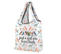 CMNIM Cute Bird Reusable Shopping Bag Bird Gifts for Bird Lovers Just a Girl Who Loves Birds Foldable Tote Bag Birding Gifts (2595 Girl Birds F)