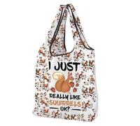 CMNIM Cute Squirrel Reusable Shopping Bags Funny Squirrel Gifts for Women Animal Lovers Foldable Large Tote Bags Heavy Duty (2595 Squirrel F)