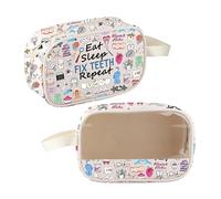 CMNIM Dentist Clear Makeup Bag Dental Hygienist Gift for Women Dental Assistant Gift Eat Sleep Fix Teeth Repeat Cosmetic Bag, 25721 Dentist Bag