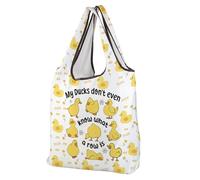 CMNIM Ducks Folding Shopping Bag Duck Lover Gift My Ducks Don't Even Know What A Rows is Funny Sarcastic Reusable Grocery Bag, 26413 Ducks F